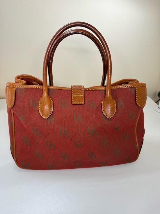 Dooney & Bourke Red Satchel with Brown Leather Trim - Picture 2 of 11
